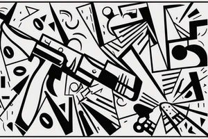 shooting ak-47 in cubism style tattoo idea