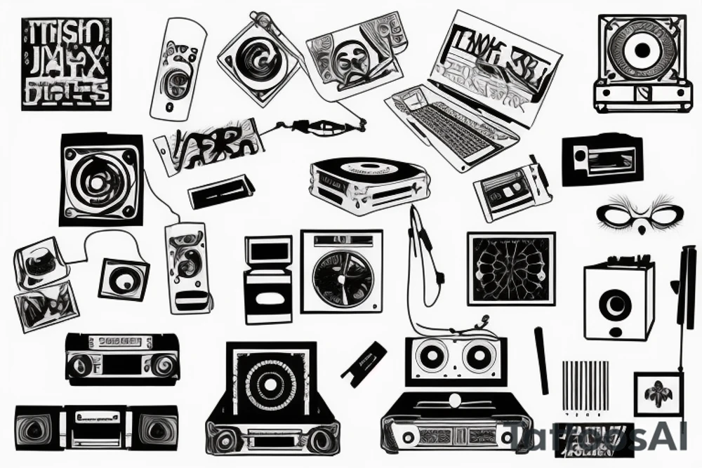 Text saying techno dj tattoo idea