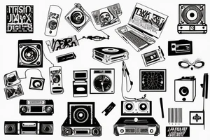 Text saying techno dj tattoo idea