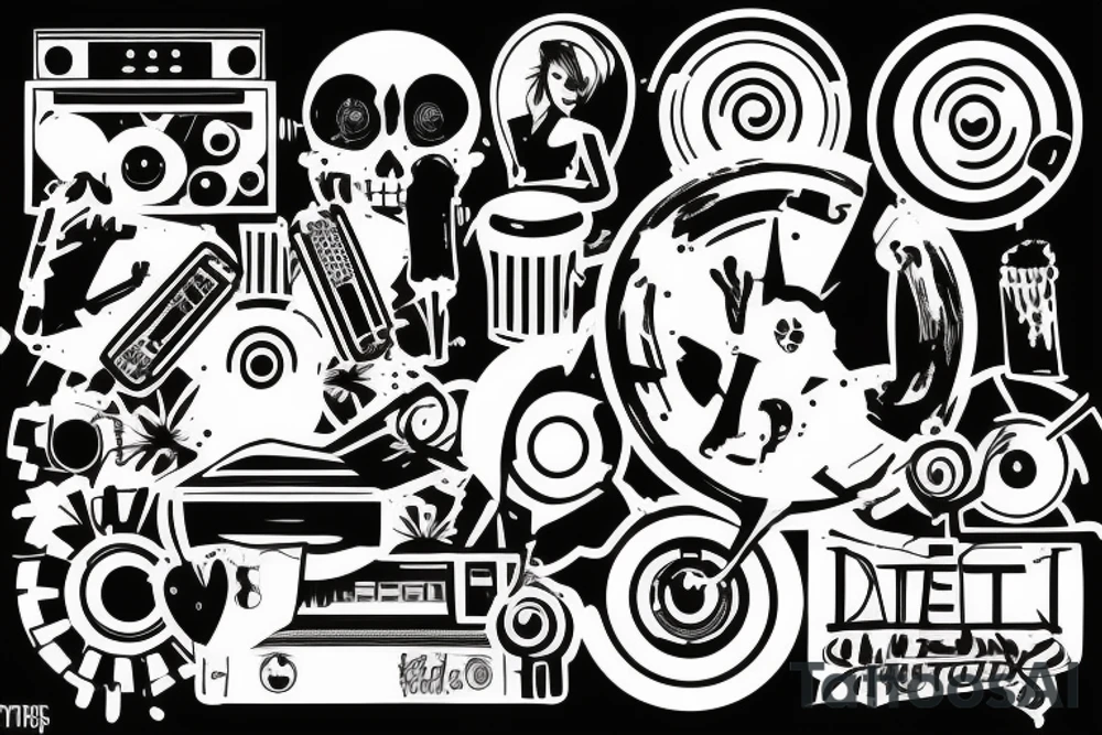 Text saying techno dj tattoo idea