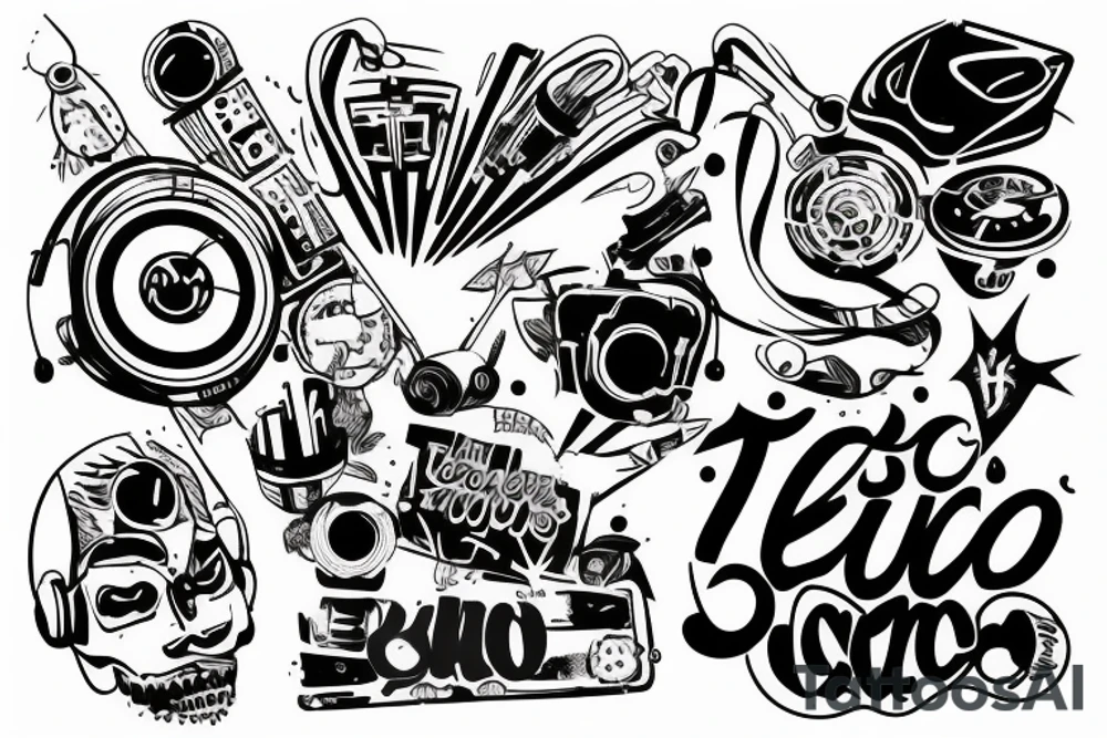 Text saying techno dj tattoo idea