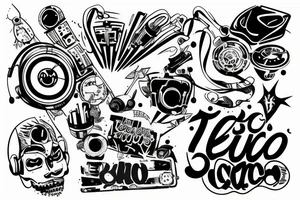 Text saying techno dj tattoo idea