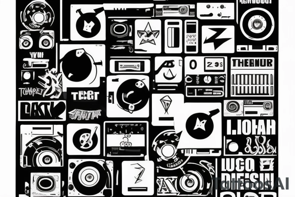 Text saying techno dj tattoo idea