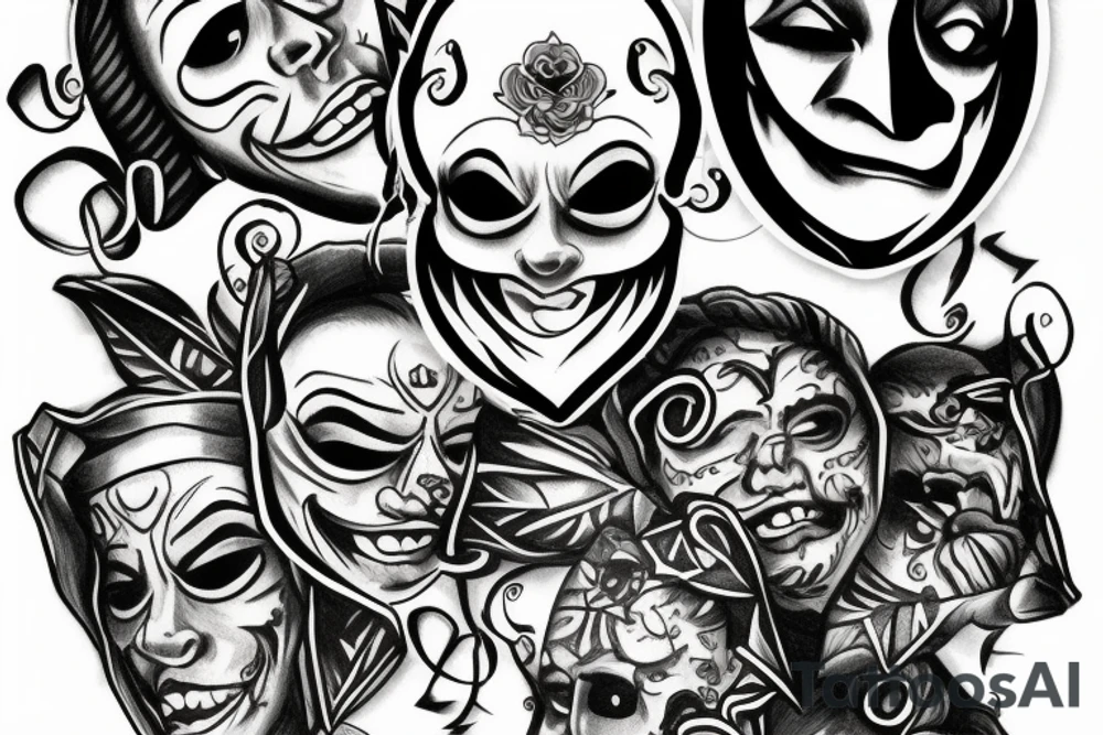 Masked jester tattoo idea