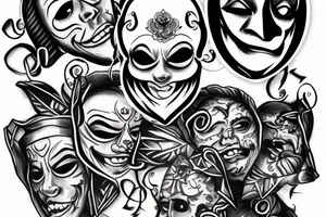 Masked jester tattoo idea