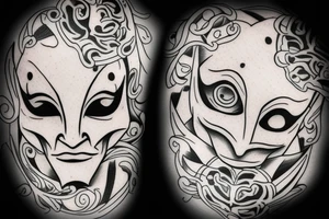 Masked jester tattoo idea