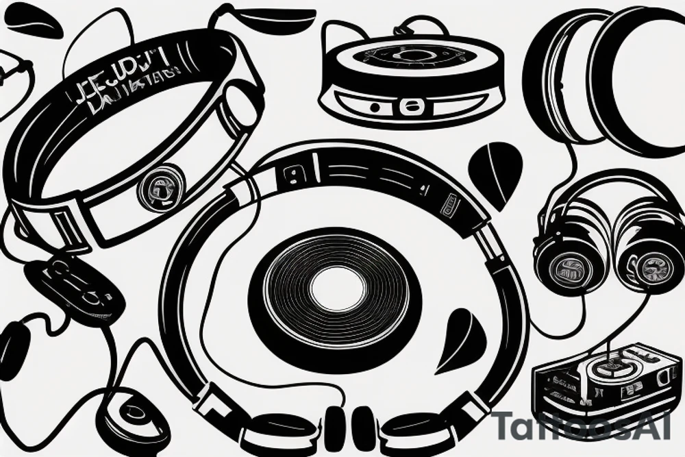 broken dj headphones tattoo idea