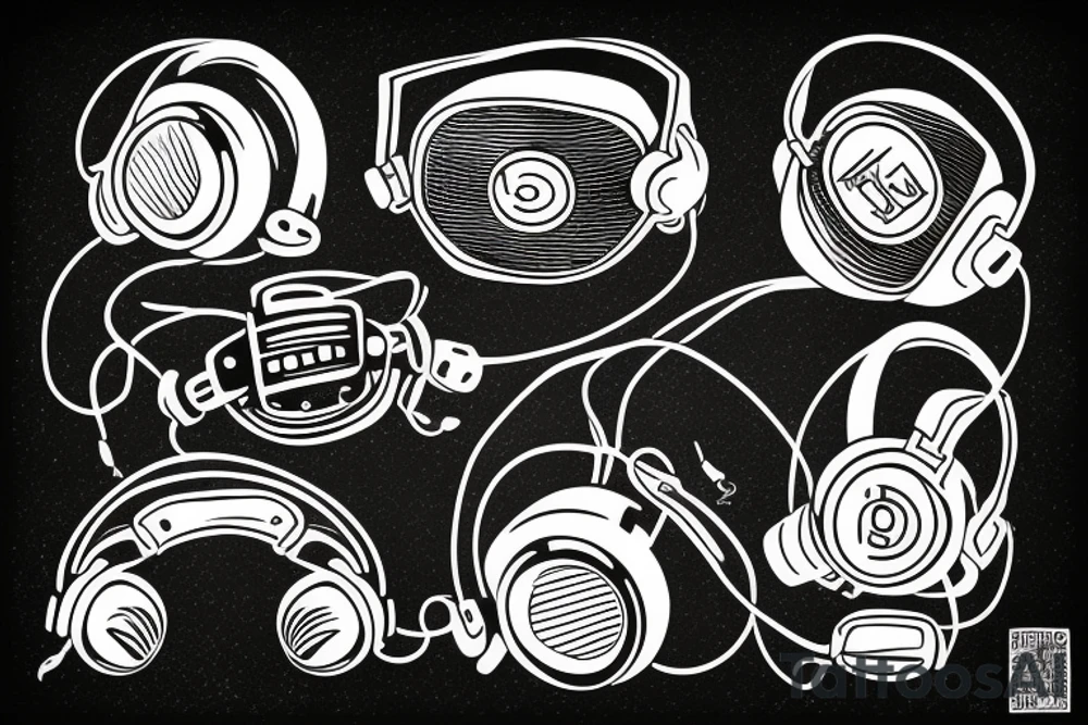 broken dj headphones tattoo idea
