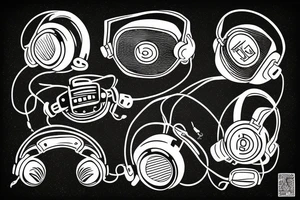 broken dj headphones tattoo idea