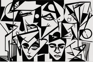 techno dj portrait in cubism tattoo idea
