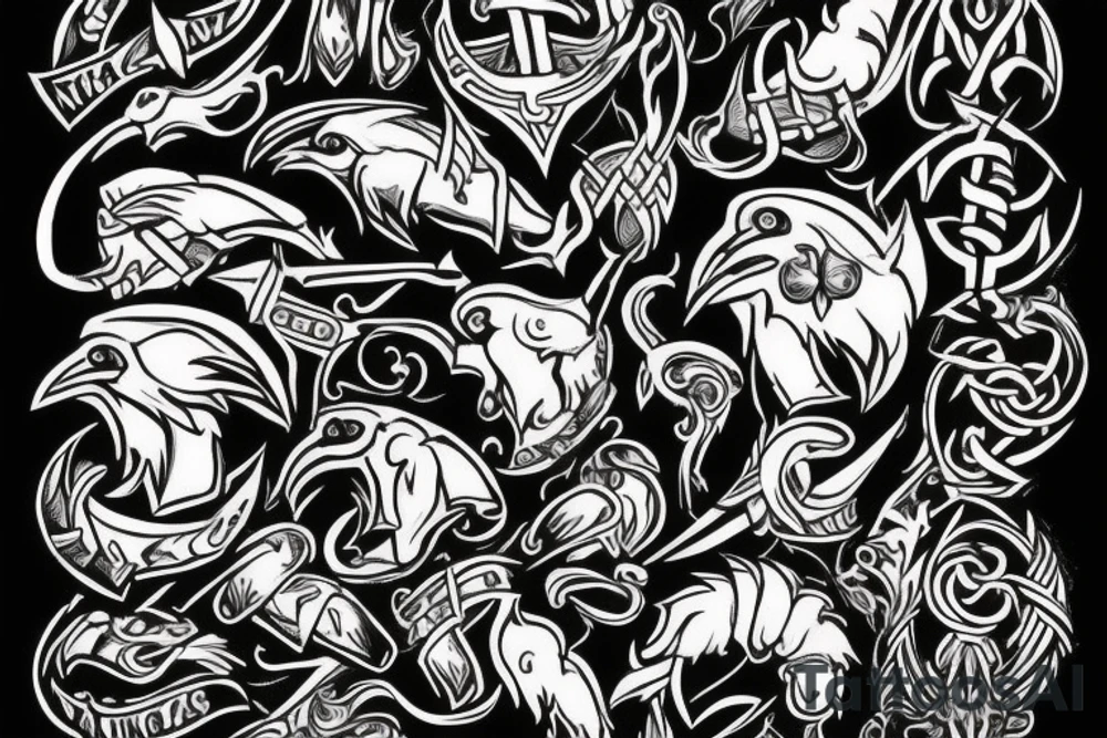 Viking, with 2 no ravens tattoo idea