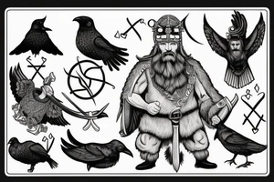 A stoic viking with a raven tattoo idea