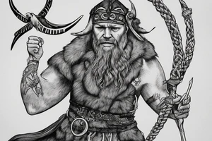 A stoic viking with a raven tattoo idea