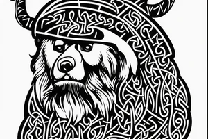 A stoic viking with a bear for a hat tattoo idea