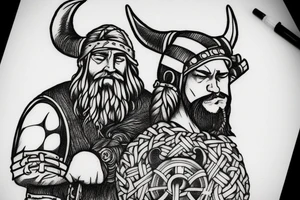 A stoic viking with a bear for a hat tattoo idea