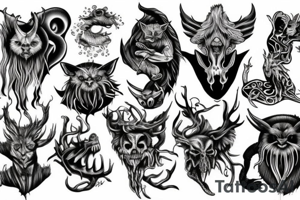 Demonic animals tattoo idea