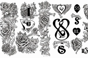 Two lovers with initials S and J tattoo idea