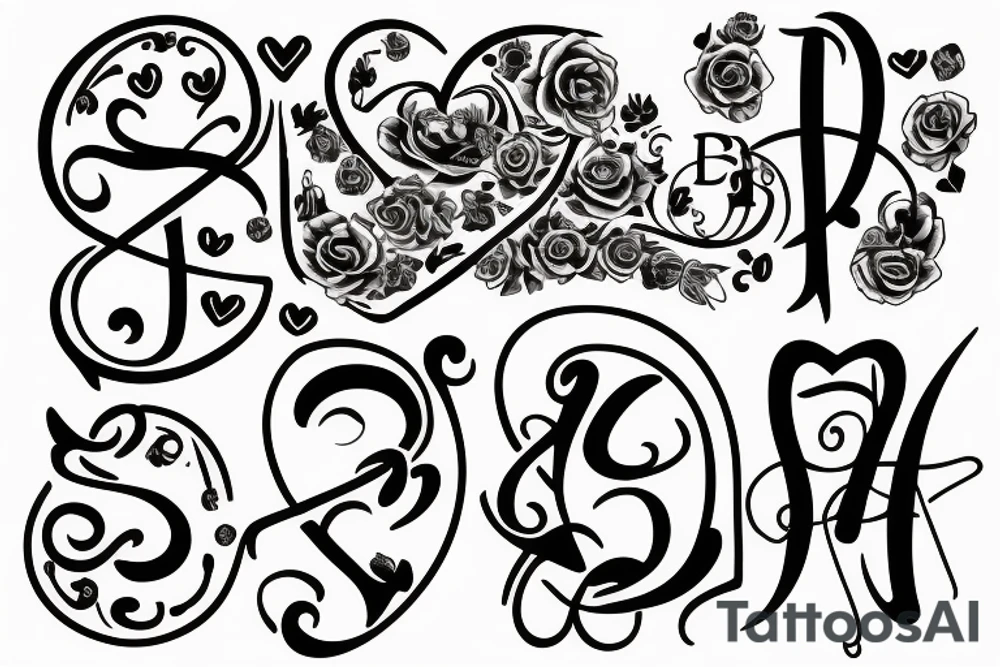 Two lovers with initials S and J tattoo idea