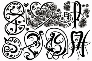 Two lovers with initials S and J tattoo idea