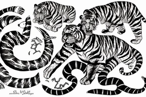 Tiger playing with earth held by scorpion tattoo idea