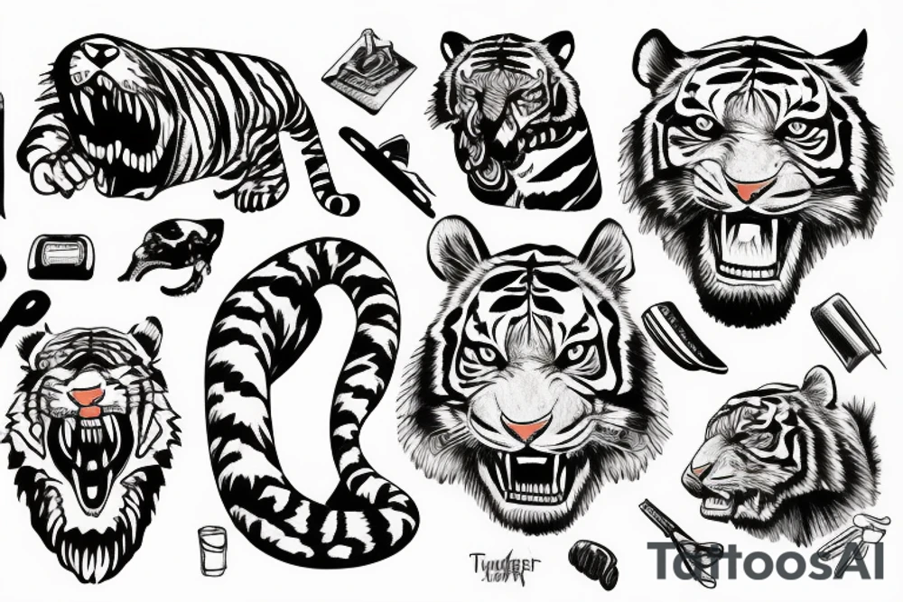 Tiger biting earth tattoo idea