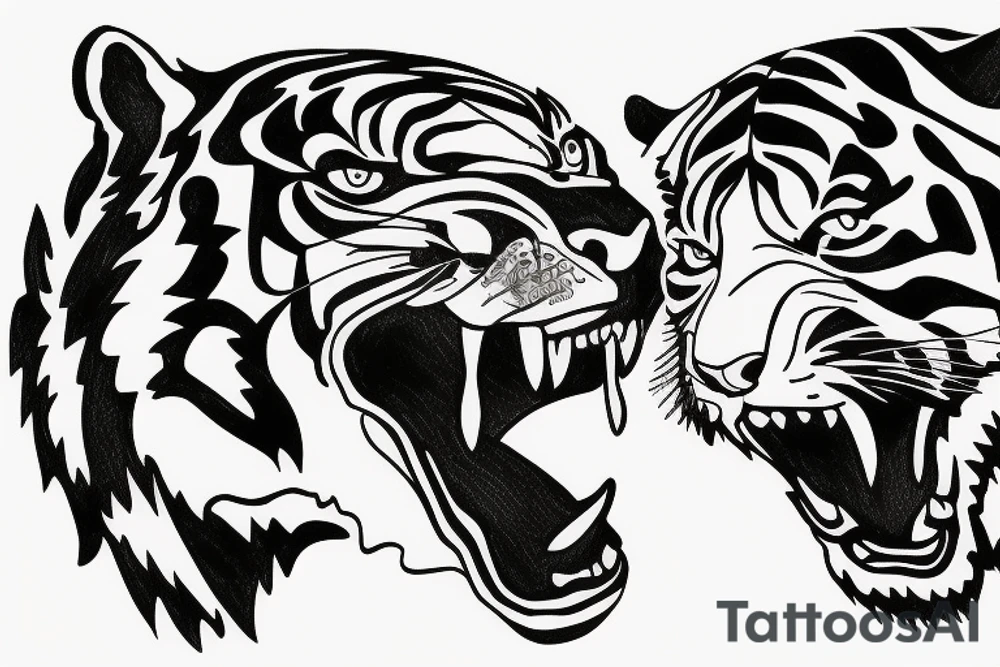 Tiger biting planet earth tattoo idea