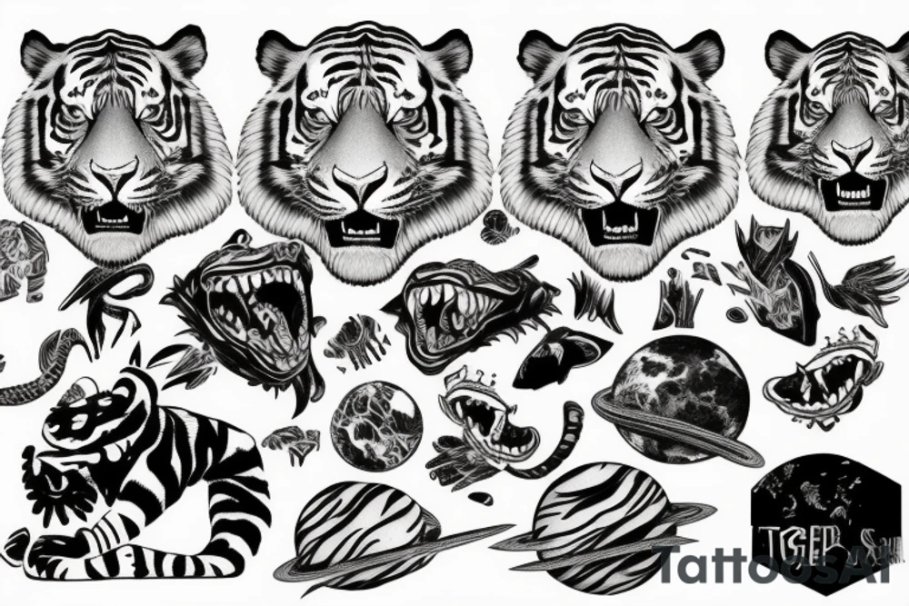 Tiger biting planet earth tattoo idea