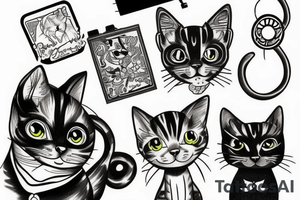 Lost cat playing on vinyl tattoo idea