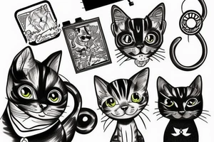 Lost cat playing on vinyl tattoo idea