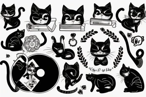Lost cat playing on vinyl tattoo idea