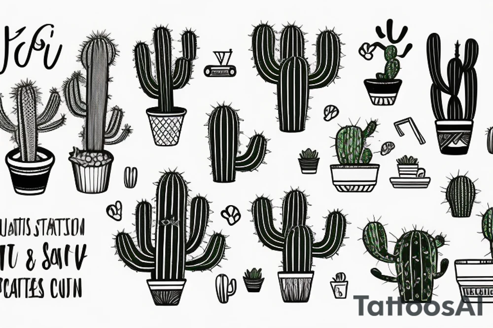 cactus sitting on a sofa tattoo idea