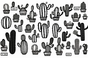 human cactus sitting on a sofa tattoo idea