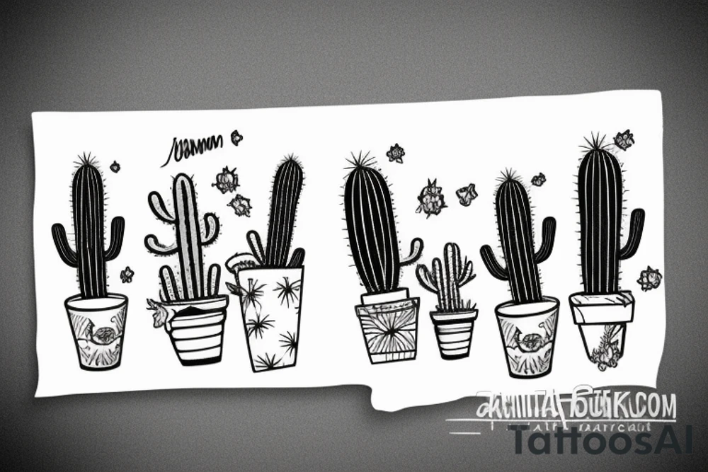 human cactus sitting on a sofa tattoo idea