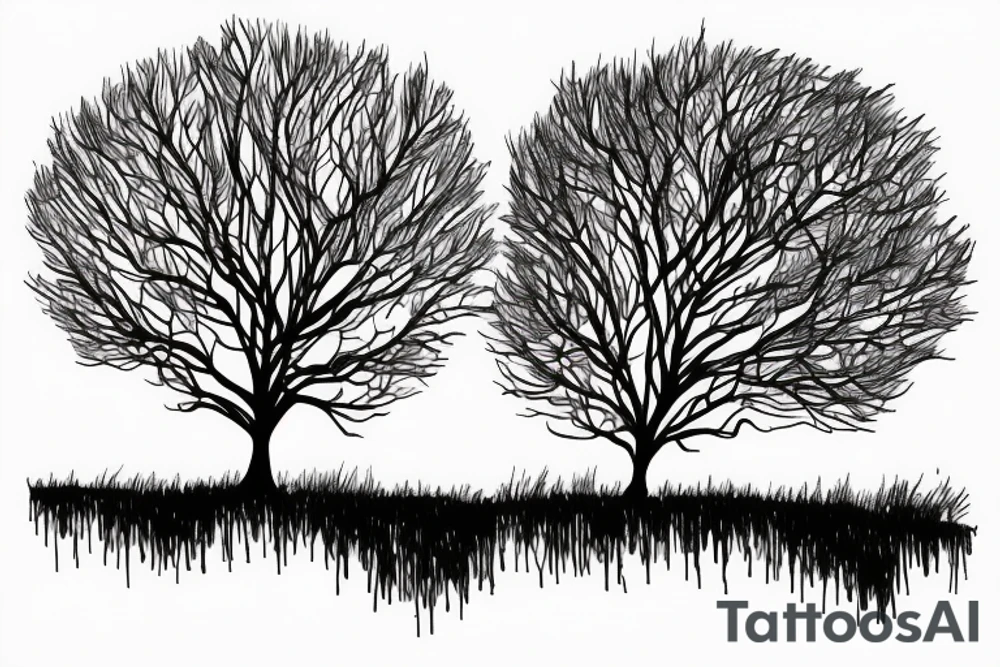 lone tree on a hill tattoo idea