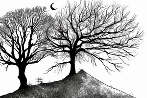 lone tree on a hill tattoo idea