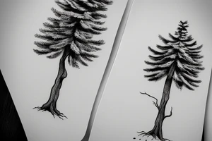 single pine tree on a hill tattoo idea