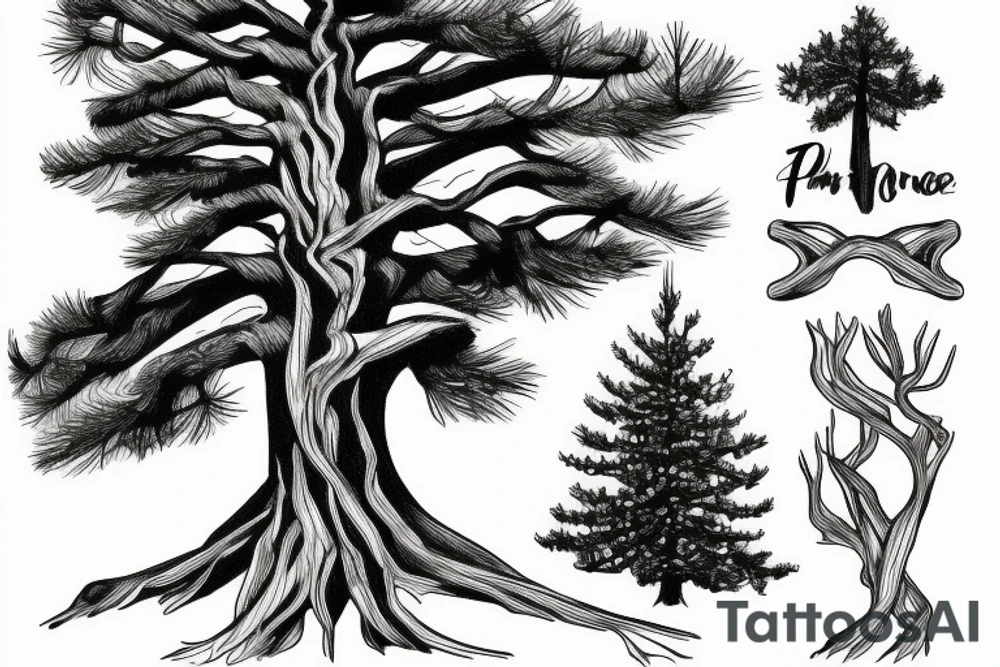 pine tree on a hill tattoo idea