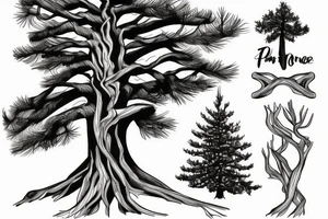 pine tree on a hill tattoo idea