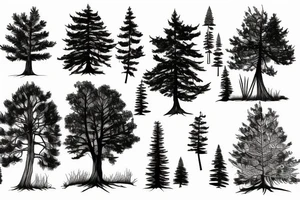 pine tree on a hill tattoo idea