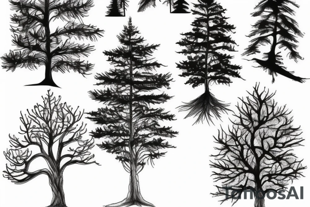 pine tree on mountain tattoo idea