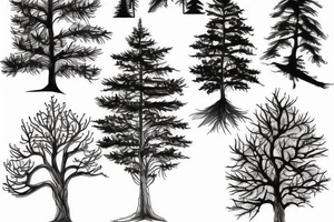 pine tree on mountain tattoo idea
