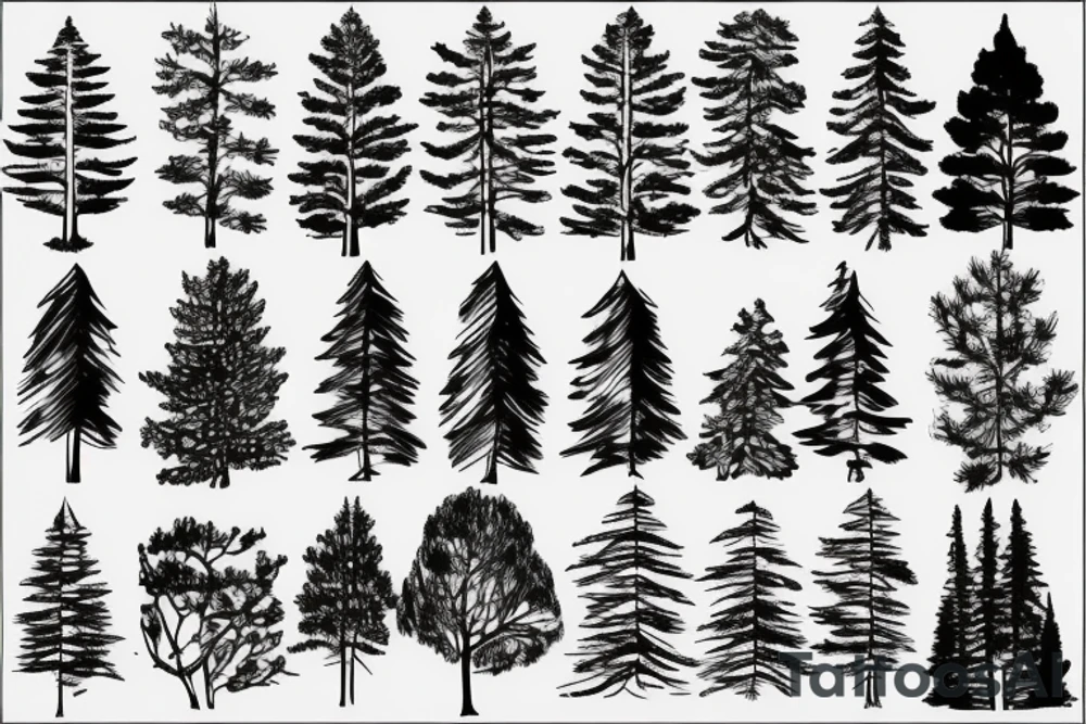 pine tree on mountain tattoo idea