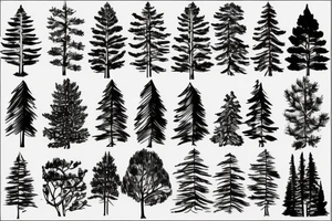 pine tree on mountain tattoo idea