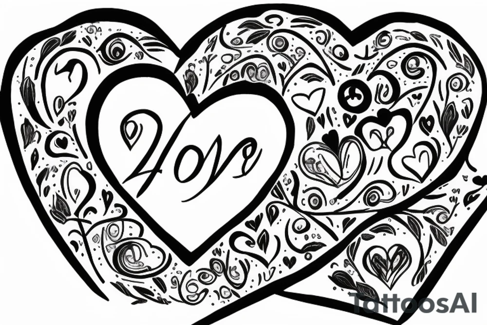A heart with the date 16.8.2022 writing in it, comming out of an open present box with blue ribbon tattoo idea