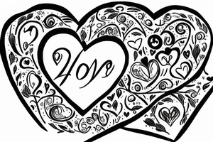 A heart with the date 16.8.2022 writing in it, comming out of an open present box with blue ribbon tattoo idea