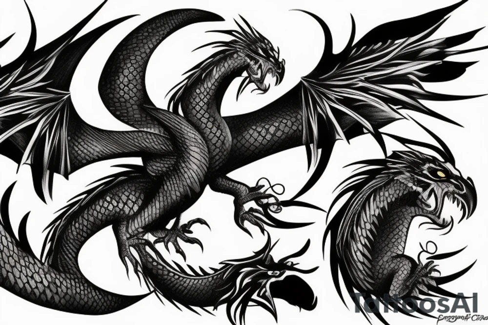 Phoenix dragon montagne tattoo idea
