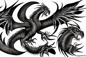 Phoenix dragon montagne tattoo idea