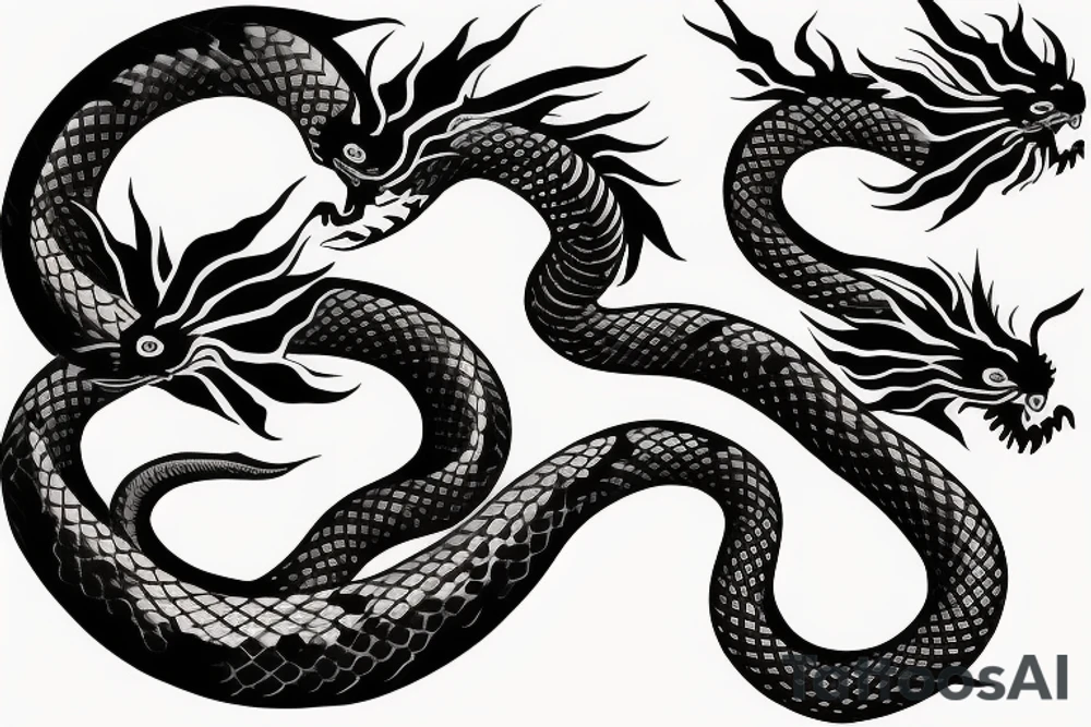 Phoenix dragon Mountain Snake tattoo idea