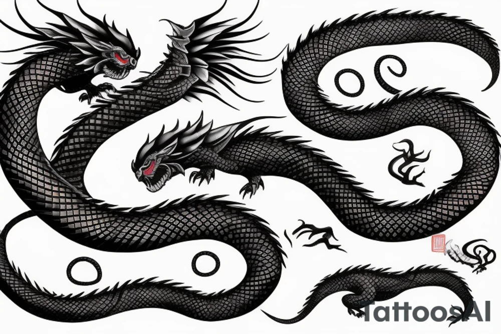 Phoenix dragon Mountain Snake tattoo idea
