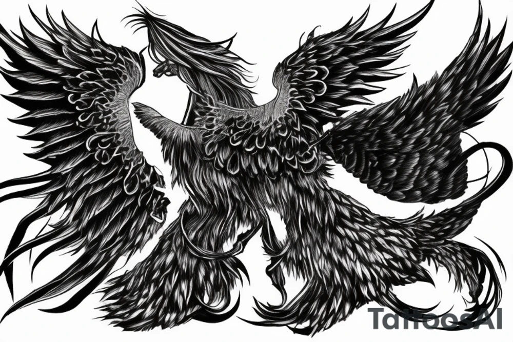 Horse with wings based on Phuture Noize Pursuit of Thunder album cover tattoo idea